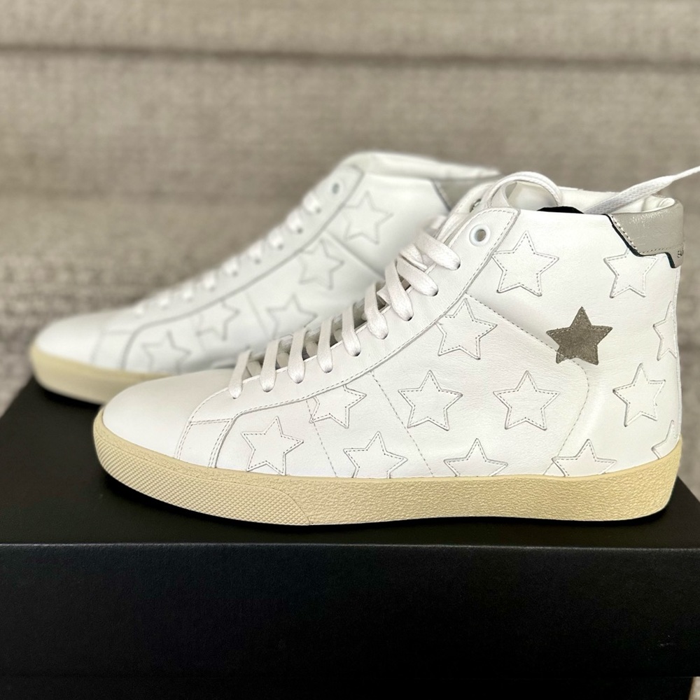 SAINT LAURENT Leather High Top Sneakers - Picture 6 of 14